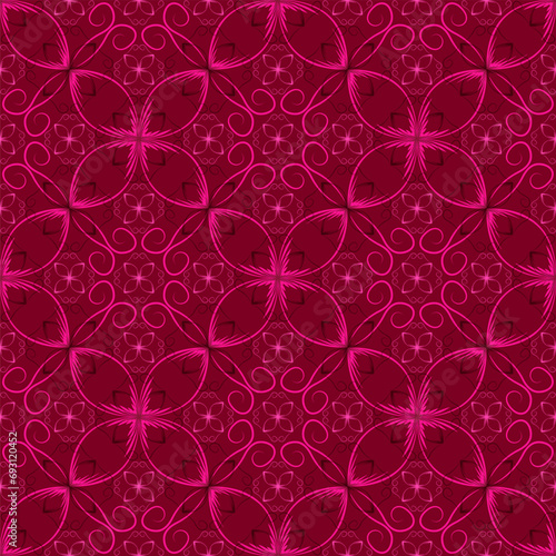 Modern art deco geometric floral vector seamless pattern. Fabric print design.