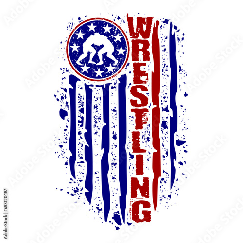 Wrestling distressed USA flag design for wrestling fans and lovers