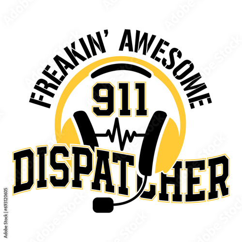 Freaking awesome 911 dispatcher shirt design with headphones