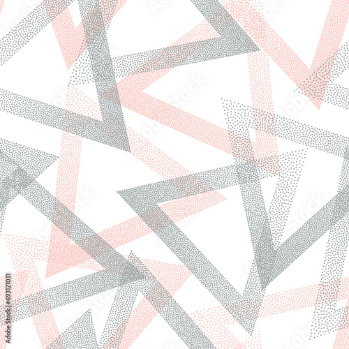 Geometric dotwork triangles vector seamless pattern design.