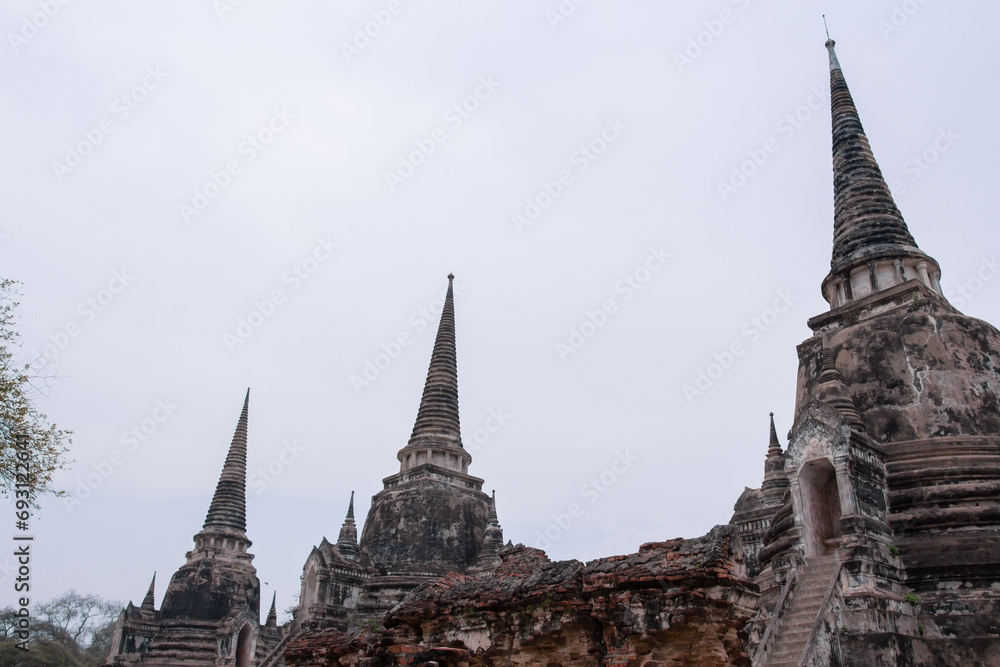 Wat Phra Si Sanphet temple in Ayutthaya historical park since 400 years ago, Thailand