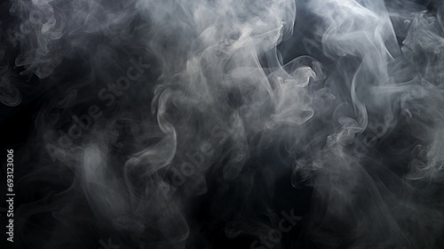 Abstract white smoke on black background AI Generated