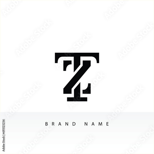 Alphabet Letters ZT or TZ Logo Icon Monogram