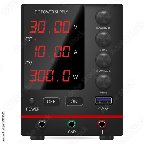 Laboratory power supply. Vector graphics.