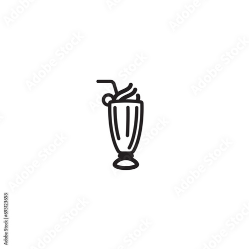 Original vector illustration. The icon of a glass with a milk dessert. © artmarsa