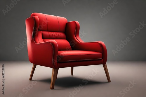 Red armchair isolated on transparent background