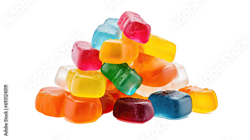 Pile of colorful jelly candies isolated on transparent or white background