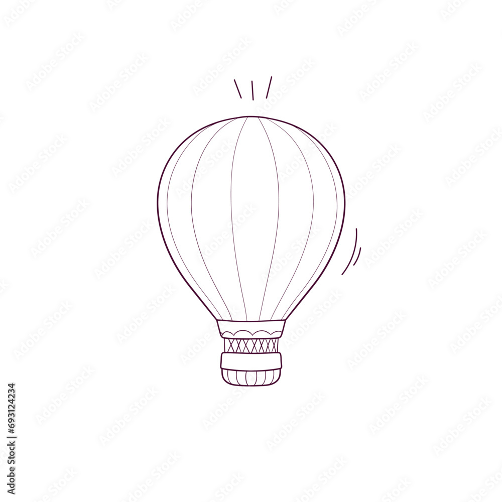 Fototapeta premium Hand Drawn illustration of hot air ballon icon. Doodle Vector Sketch Illustration