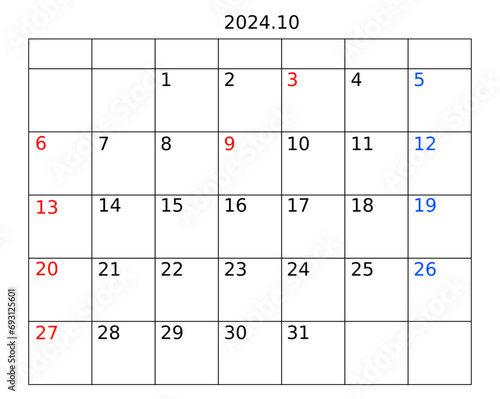 2024년10월 달력