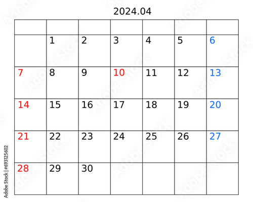 2024년 4월 달력