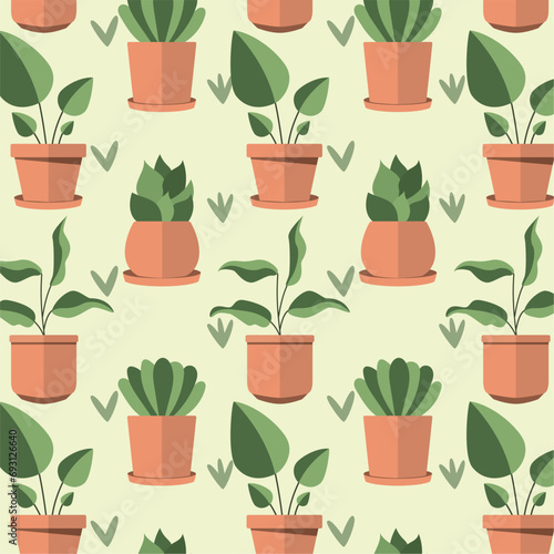 Indoor plant icons Pattern background Vector