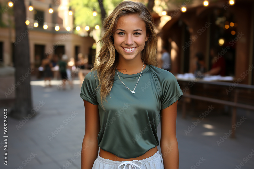 Fashion, style, lifestyle, leisure and nature concept. Beautiful young woman outdoor portrait. Young and happy gorgeous model looking to camera.