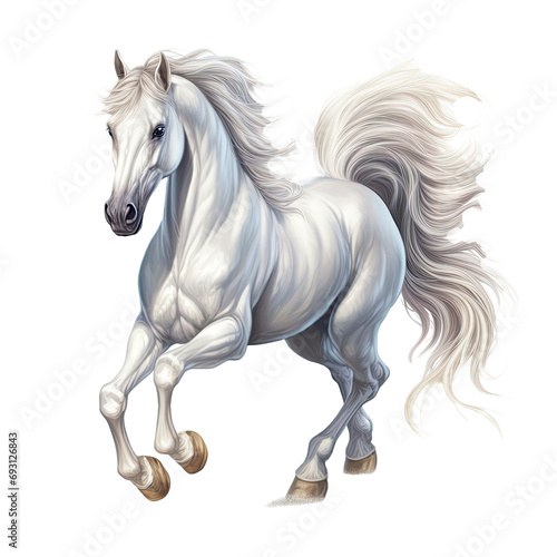 white unicorn white horse isolated on transparent background