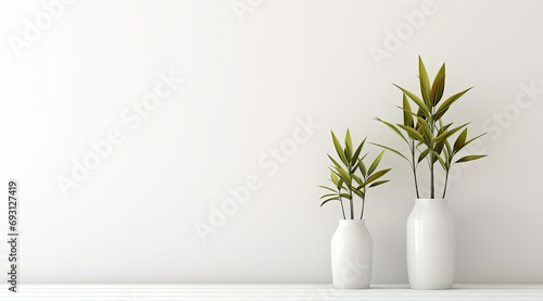 Vase with Lush Greenery, Perfect Copy Space for Design