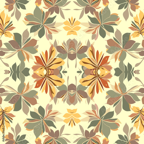Wallpaper Mural Seamless pattern with decorative flowers in retro style. Vector illustration. Torontodigital.ca