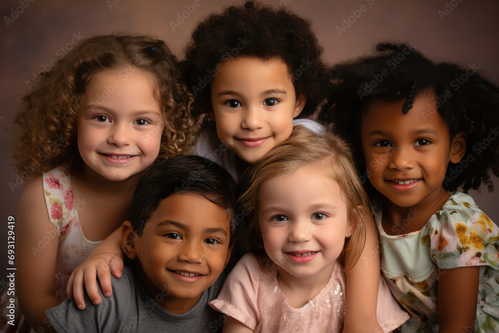 Joyful Multiethnic Children Portrayed In Lifelike Creation