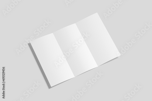 Blank tri-fold brochure booklet or flyer, Mockup, Vector photo