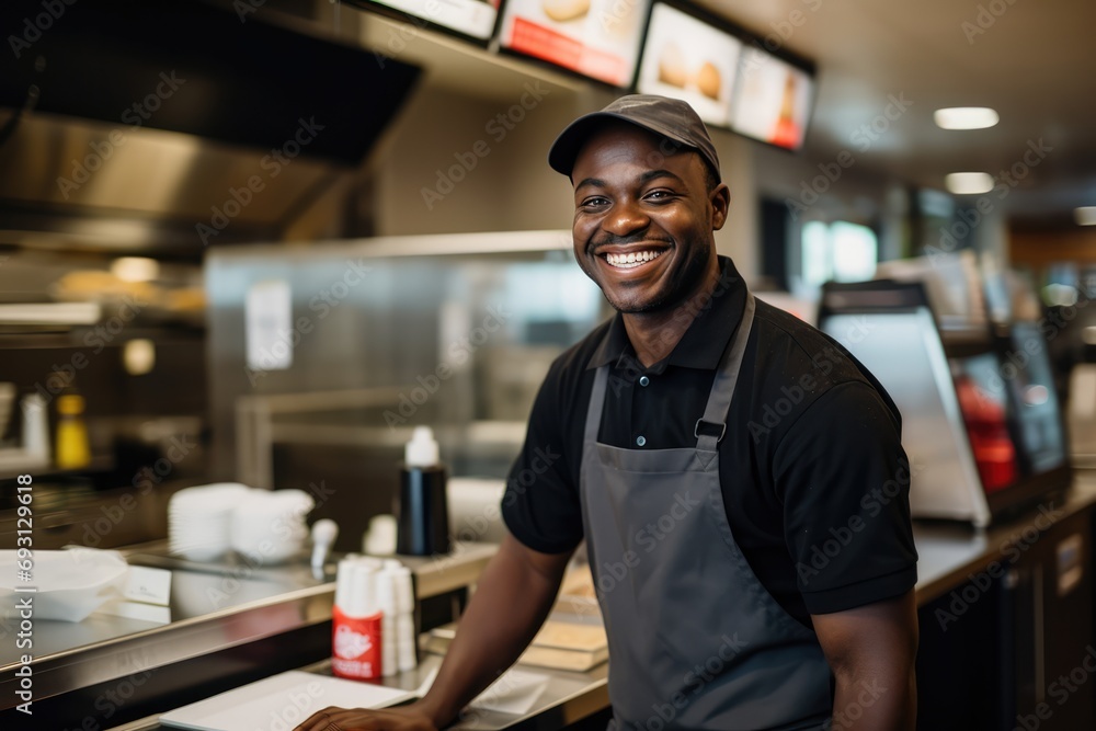 Professional Black Employee Thriving In The Fast Food Industry