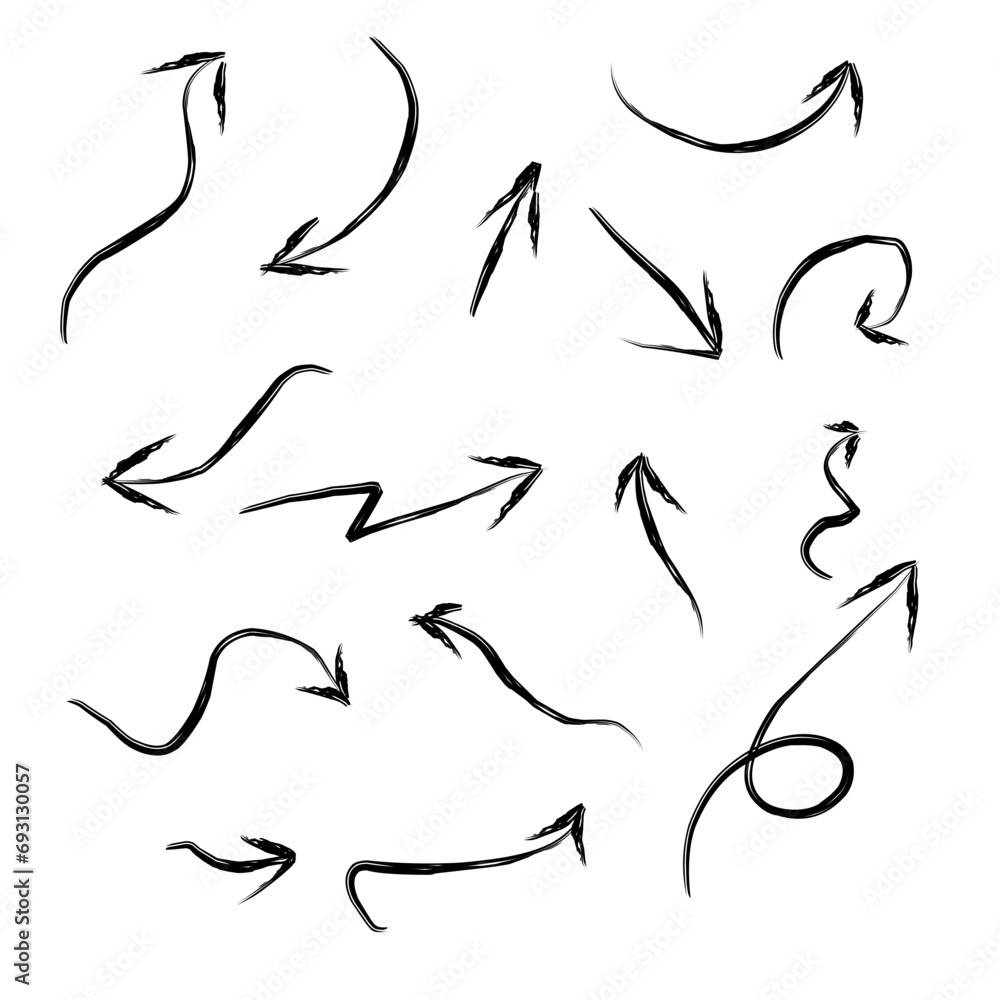 Vector Illustration of Arrow icon set rough strokes. Hand drawn doodle style arrow Vector Illustration of Arrow icon set rough strokes. Hand drawn doodle style arrow