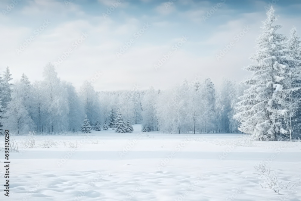 Enchanted Winter Forest: Featuring A Christmas Tree And Ample Copy Space Enchanted Winter Forest: Featuring A Christmas Tree And Ample Copy Space