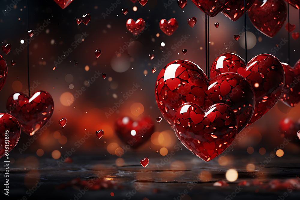backgrounds of hearts for Valentine's Day, romance - obrazy, fototapety, plakaty 