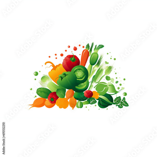 Stack of vegetable silhouettes logo horizontal on white background Generative AI 