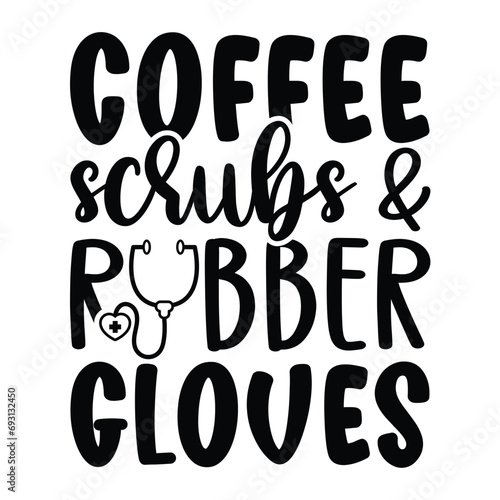 Coffee scrubs and rubber gloves