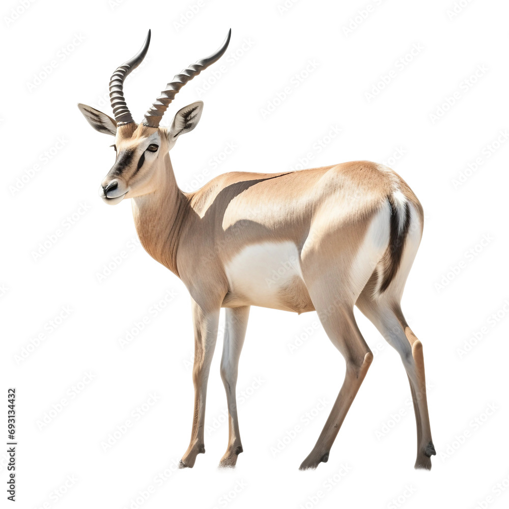 impala antelope isolated on white - obrazy, fototapety, plakaty 