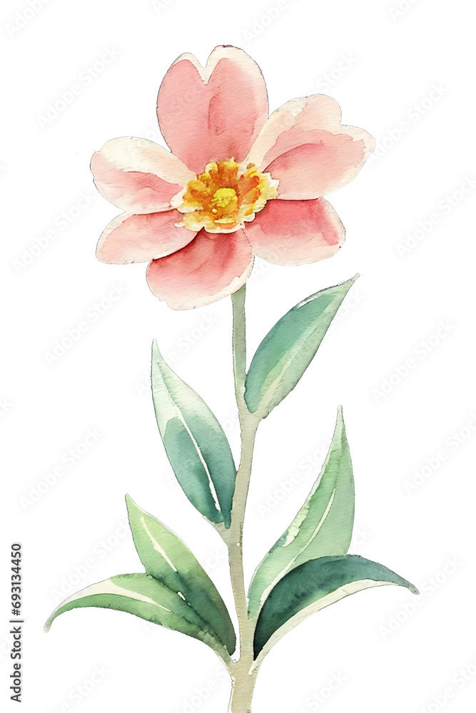 Flower watercolor. Isolated illustration with alpha channel. 