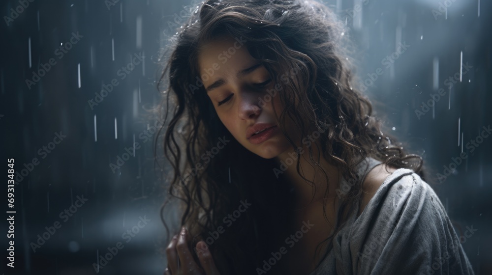 Illustration of a person who feels deep sadness and loss generative ai Illustration of a person who feels deep sadness and loss generative ai