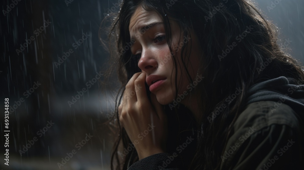 Illustration of a person who feels deep sadness and loss generative ai Illustration of a person who feels deep sadness and loss generative ai