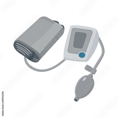 Automatic medical tonometer for determining blood pressure isolated white background. Sphygmomanometer. Measuring heart rate. Diagnostic device, measuring equipment. Vector illustration.