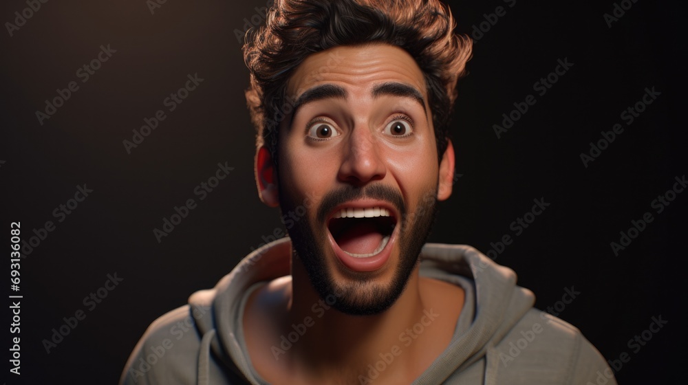 illustration that describes the face of a person who has just received exciting news that fills him with joy. generative ai illustration that describes the face of a person who has just received exciting news that fills him with joy. generative ai