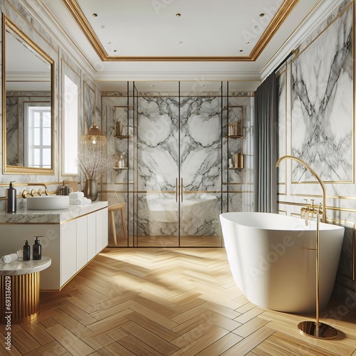 modern bathroom interior with bathtub