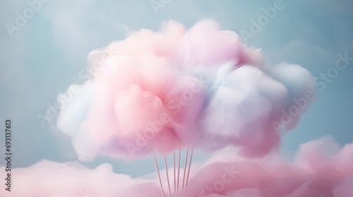 Colorful cotton candy in soft pastel color background photo