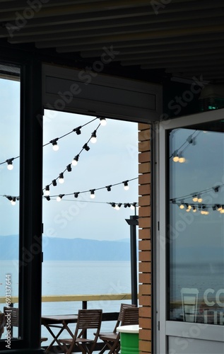 View of the lake from the cafe window.