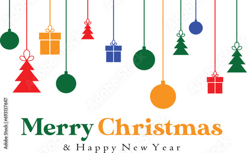 Merry christmas and happy new year for greeting card or background