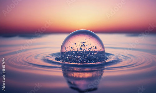 Water bubble on water splash background