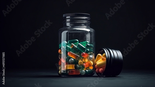 Pills Falling Out Of A Jar Of Medicine Background