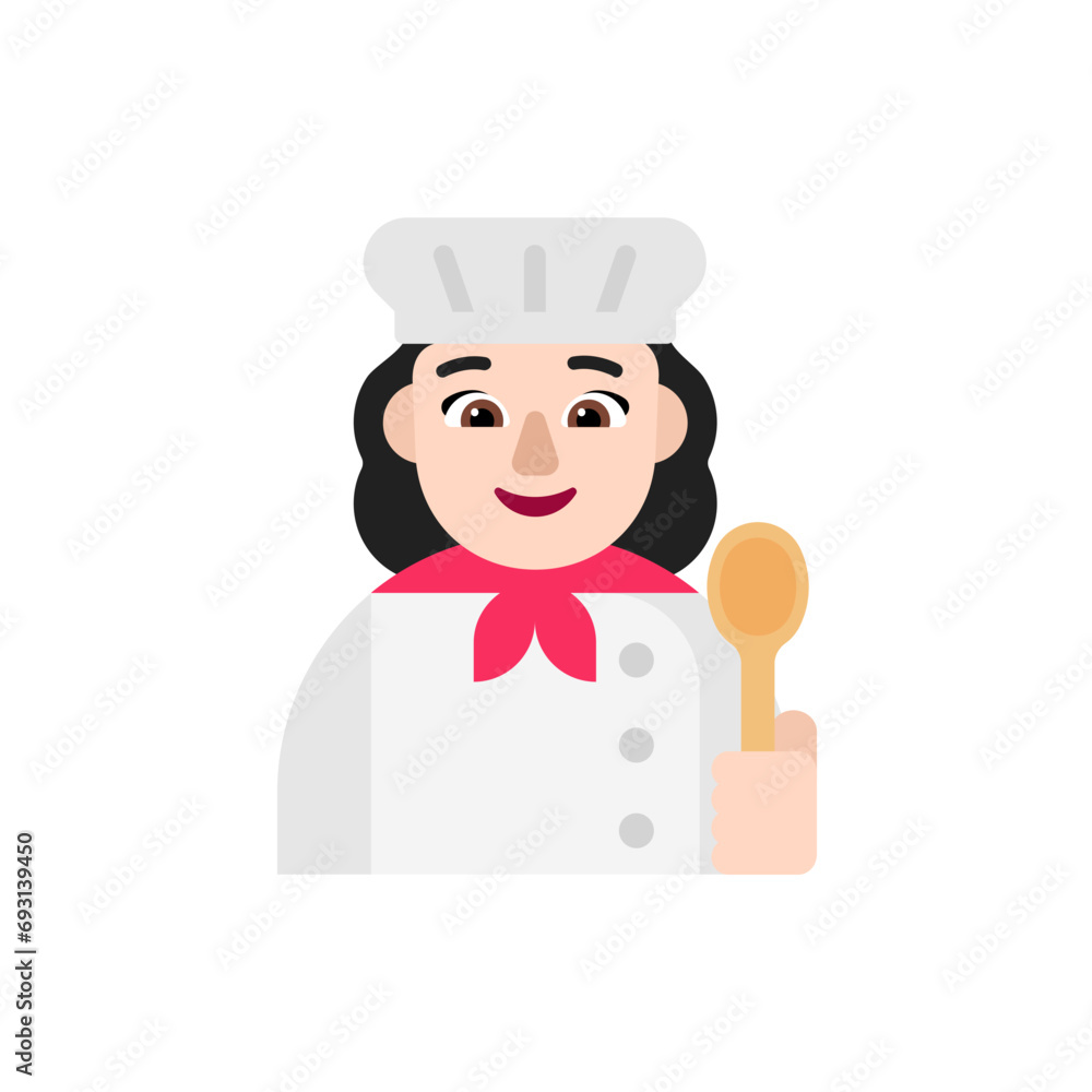 Woman Cook: Light Skin Tone Woman Cook: Light Skin Tone