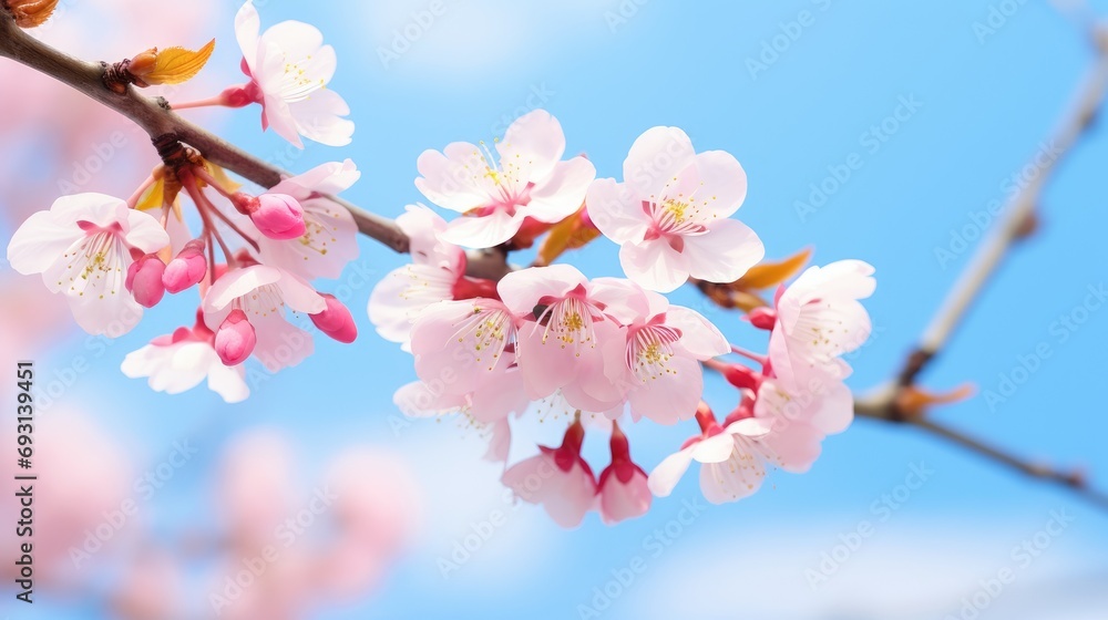 essence of spring with a stunning image of cherry blossoms against a vivid blue sky