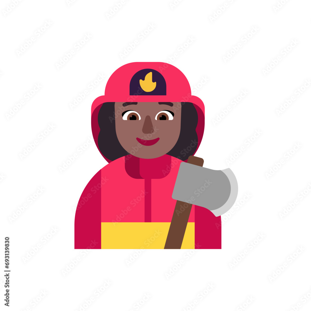 Woman Firefighter: Medium-Dark Skin Tone Woman Firefighter: Medium-Dark Skin Tone