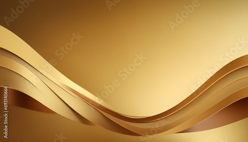 Golden wavy background. 3d rendering. Computer digital drawing. Generative AI
