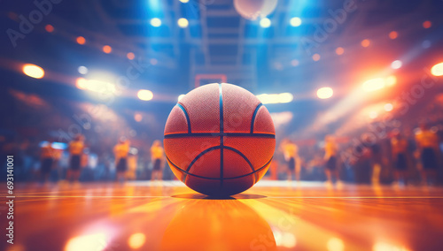 Closeup of a basketball on the court © Miquel