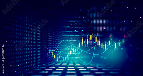 Stock market investment trading graph growth.Investment finance chart,stock market business and exchange financial growth graph.	
