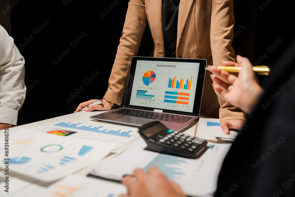 Entrepreneur Asian businesswoman discussing new business project in tablet in modern Meeting In Modern Office, Asian business casual concept. Entrepreneur Asian businesswoman discussing new business project in tablet in modern Meeting In Modern Office, Asian business casual concept.