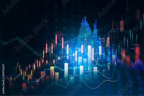 Investment finance chart,stock market business and exchange financial growth graph.	
