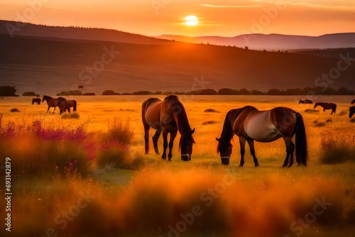 horses in the morning