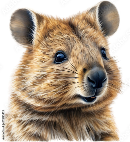 A close-up image of a Quokka.  photo