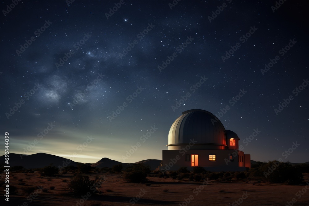 Astronomical Observatory in the Desert at Nightfall Astronomical Observatory in the Desert at Nightfall